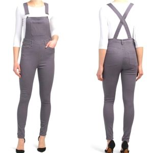 We Wore What Grey Denim High Rise Skinny Overall Size Small NWT